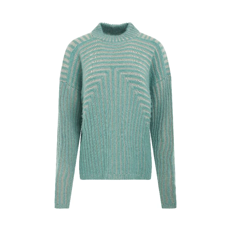 Cropped Tommy Luppeto Knit Sweater in Blue