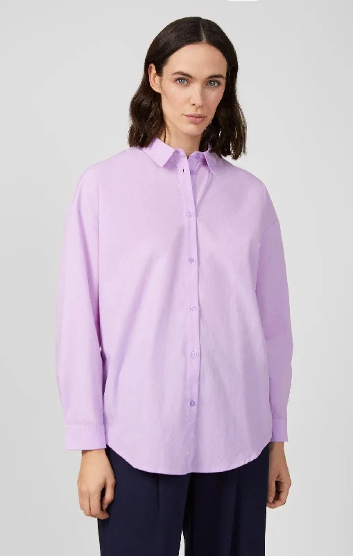 Blouses & Shirts for hybrid work-Great Plains Womens Cotton Shirt- Lavender