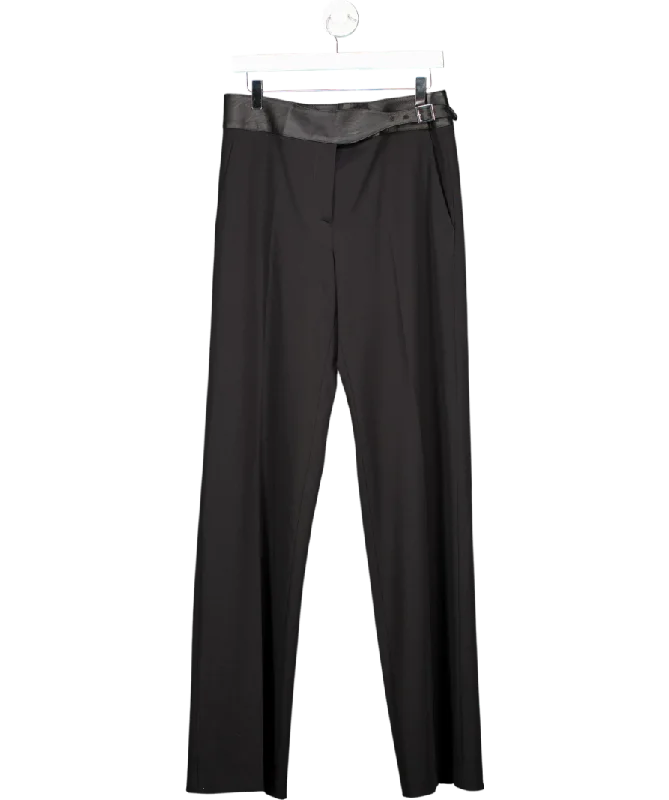 Liviana Conti Black Trousers With Eco-leather Waistband UK 12