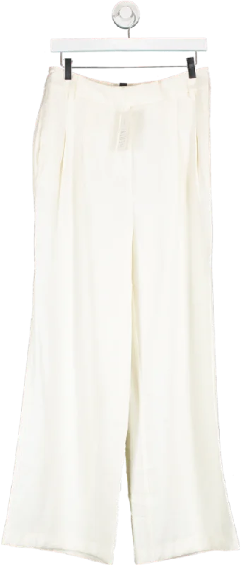 New Look Cream Viscose Twill Wide Leg Trousers UK 8