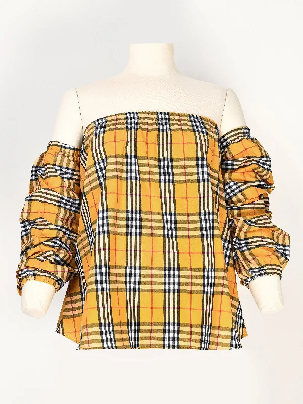 Plaid Off Shoulder Top