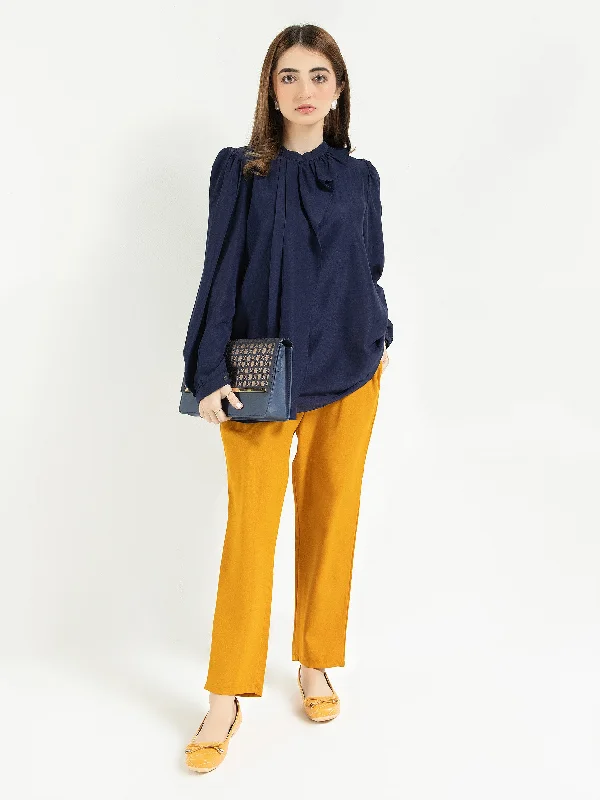 Plain Puff Pleated Top