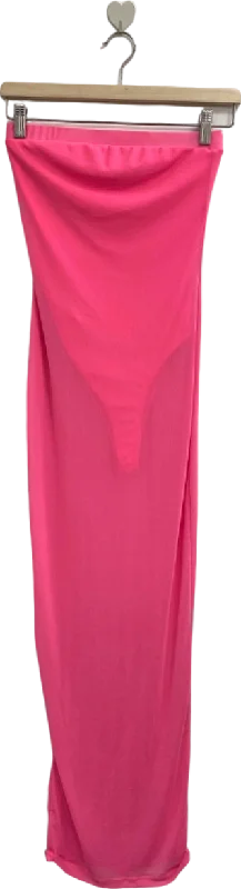 Fashion Nova Pink Bandeau Dress with Built-in Bodysuit UK S