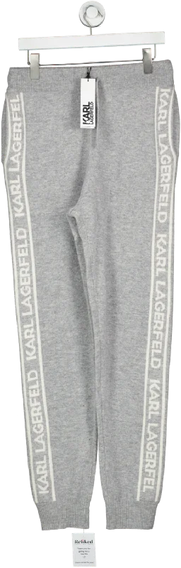 Karl Lagerfeld Grey Cashmere Knit Logo Relaxed Pants UK M