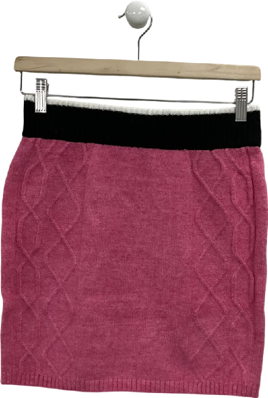 Next Pink Contrast Fitted Cable Knitted Mini Skirt UK XS