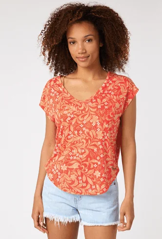 Rip Curl Sun Rays Reverse Ladies Tee Red