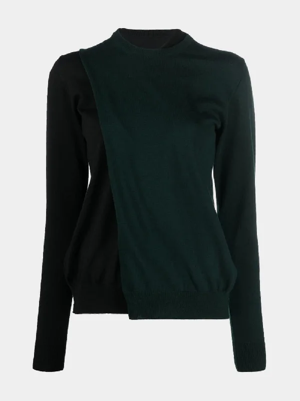 Long-sleeve wool knitted top