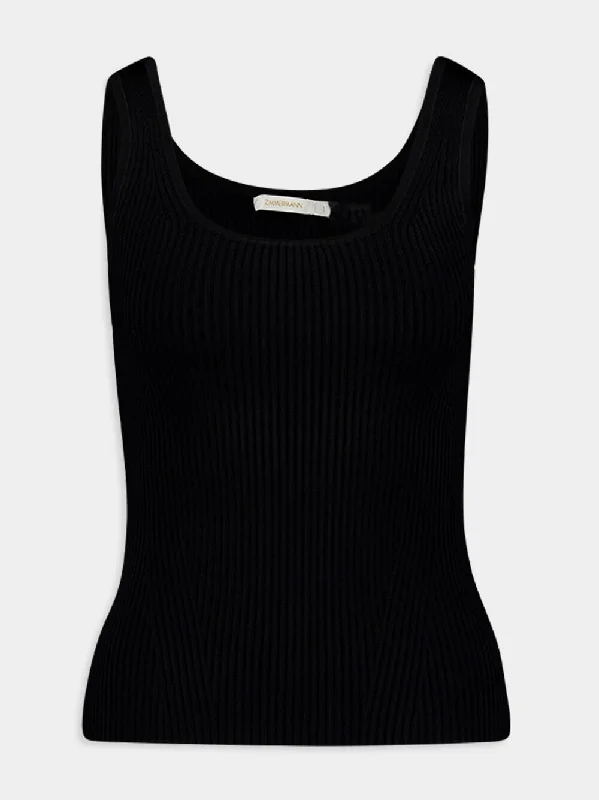 Scoop Neck Black Tank Top