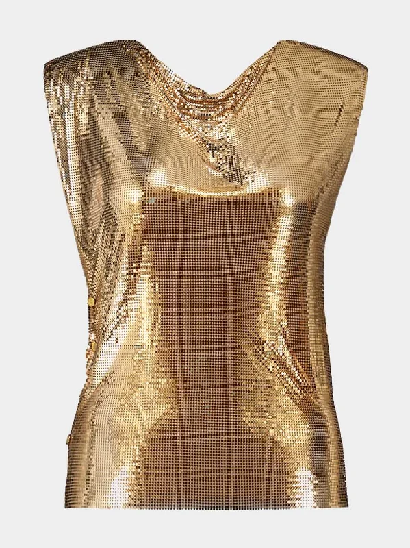 Sleeveless Gold Mesh Top