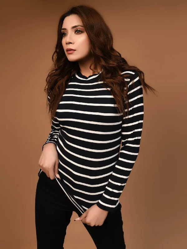 Striped Mockneck Top