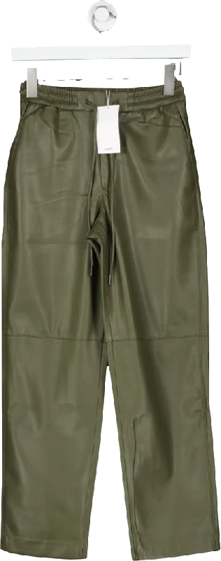 MANGO Green FAUX leather  Trousers BNWT UK XXS