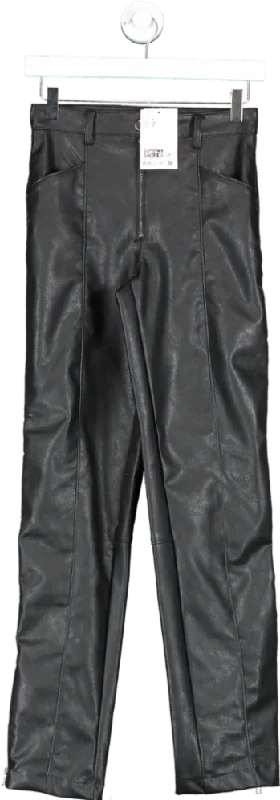 H&M Black Biker Trousers UK 8