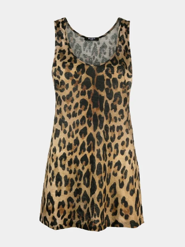 Leopard linen top