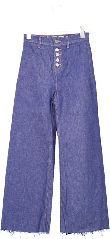 Veronica Beard Blue Grant Indigo Wide Leg Raw Hem Jeans W23