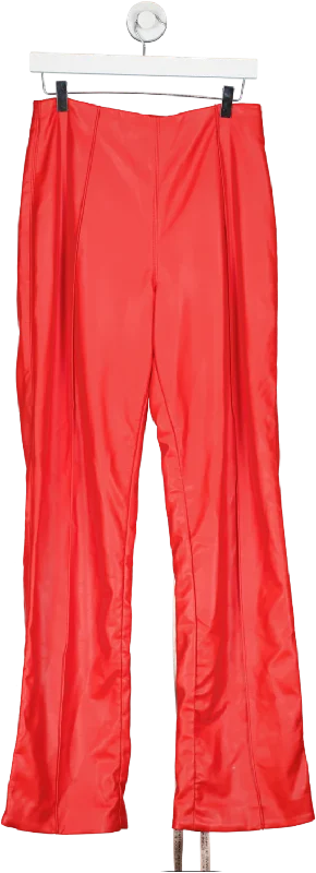 House of CB Red Elenaora Scarlet Vegan Leather Trousers UK L