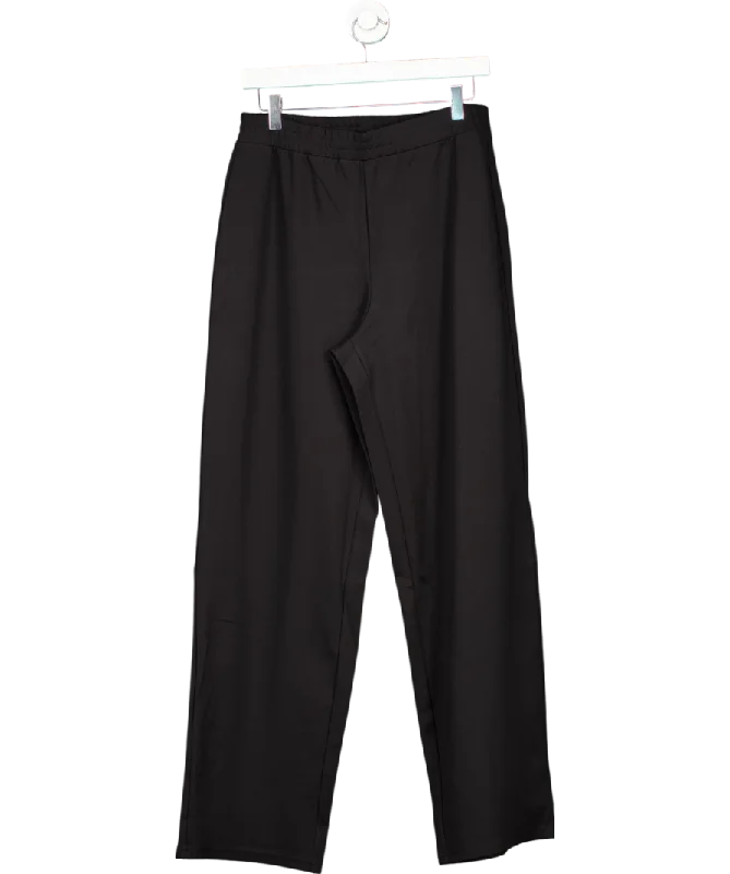 MANGO Black Elastic-waist Straight Trousers UK M